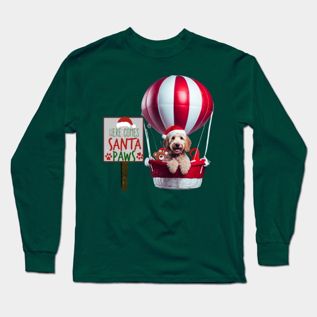 Here Comes Santa Paws in Hot Air Balloon Long Sleeve T-Shirt by Doodle and Things